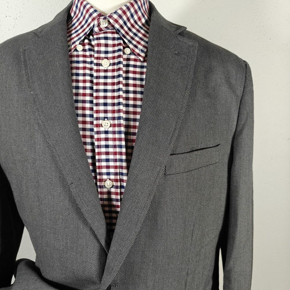 Van Heusen Studio Men's Sport Coat Blazer Two Button Gray Polyester Rayon 44L - Picture 5 of 13